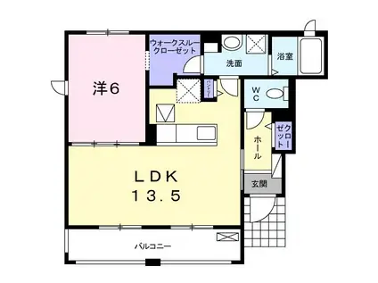 カレント・S(1LDK/1階)の間取り写真