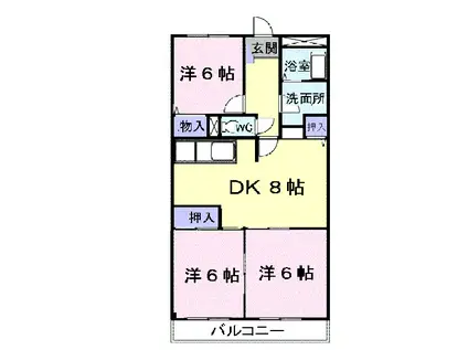 クレードルわかば(2LDK/2階)の間取り写真