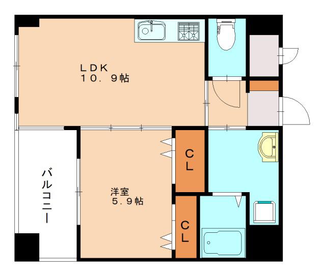 アーリントン(1LDK/12階)の間取り写真