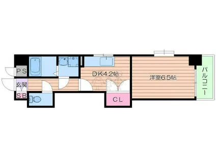 アンティオキア(1DK/4階)の間取り写真