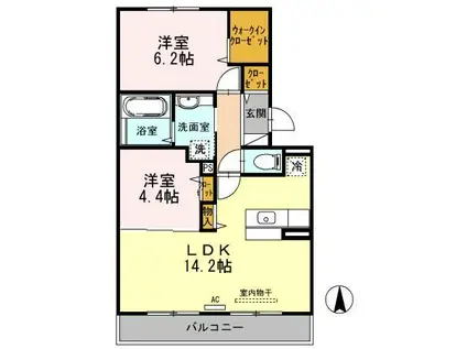 アプリコットハウス B棟(2LDK/3階)の間取り写真