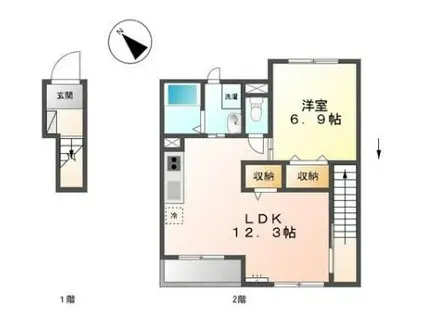 ソフィーナ(1LDK/2階)の間取り写真