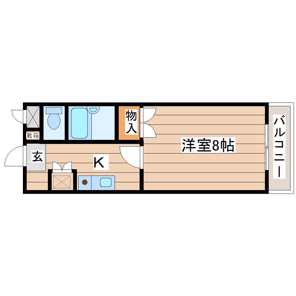 第二サンハイツ通町(1K/6階)の間取り写真