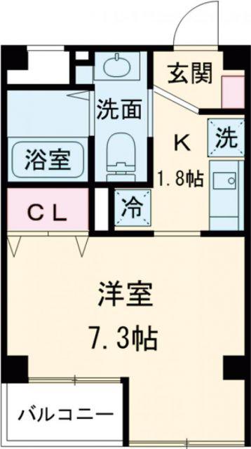 プリマヴェーラ今津(1K/1階)の間取り写真