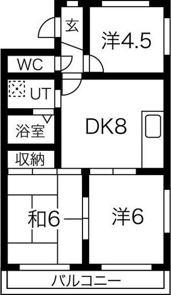 カルフール則武(3DK/3階)の間取り写真