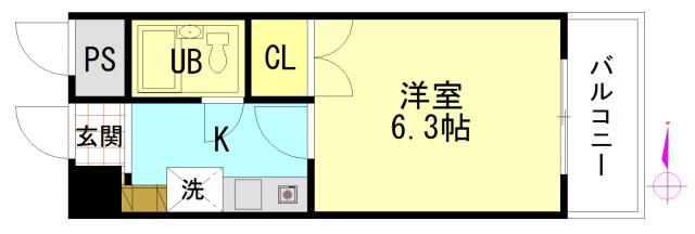 センテニアル横川(1K/2階)の間取り写真