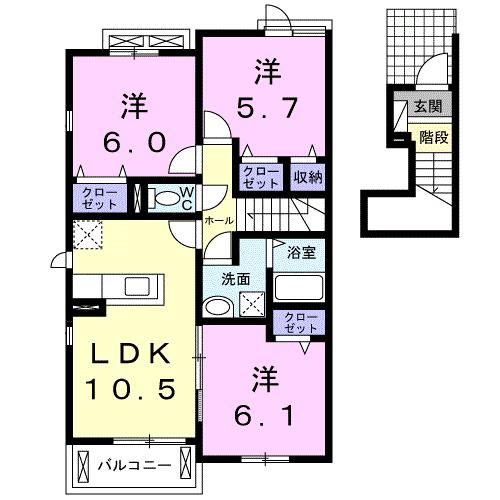 アリエッタ I(3LDK/2階)の間取り写真