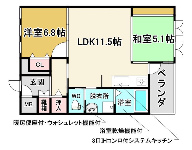 ルンガヴィータ(2LDK/5階)の間取り写真