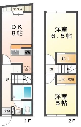シャルマン砥堀(2DK/1階)の間取り写真