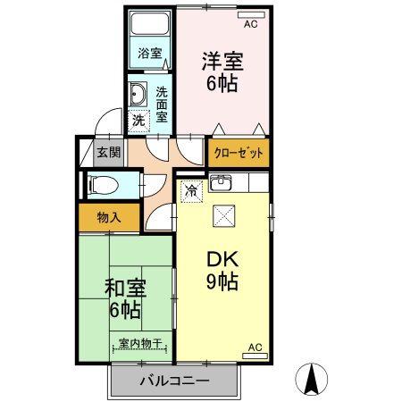 セジュール石井 B(2DK/1階)の間取り写真