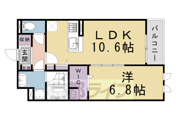 カシェ・ネロ吉祥(1LDK/1階)の間取り写真