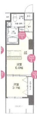 CLUB ORIENT NO72(1DK/4階)の間取り写真
