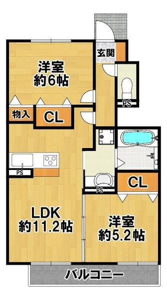 ボヌールメゾン(2LDK/1階)の間取り写真