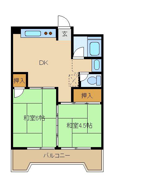 矢澤ハイツ(1LDK/4階)の間取り写真