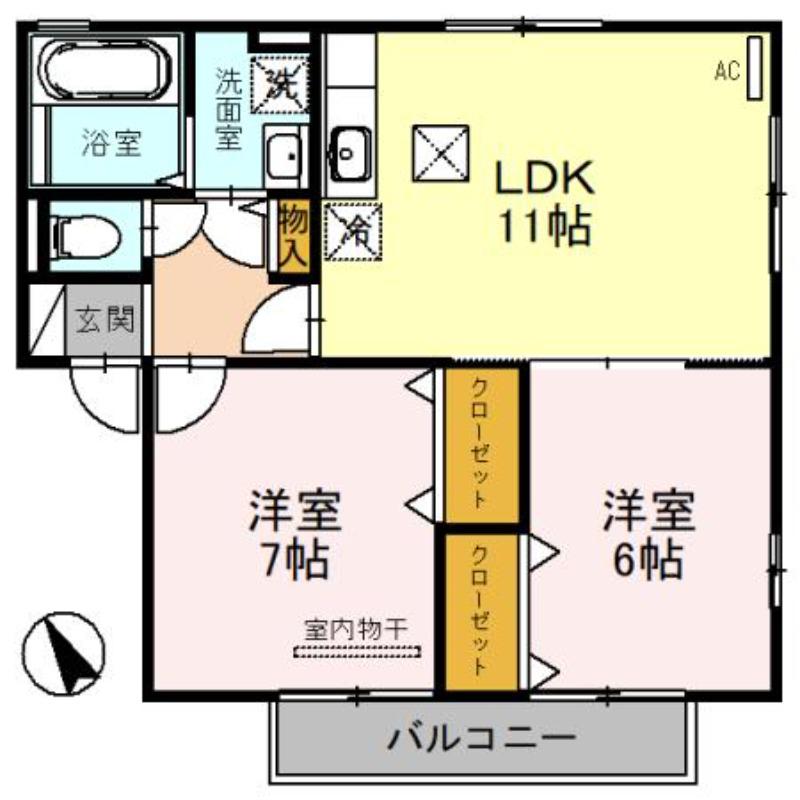 クレールメゾンD(2LDK/1階)の間取り写真