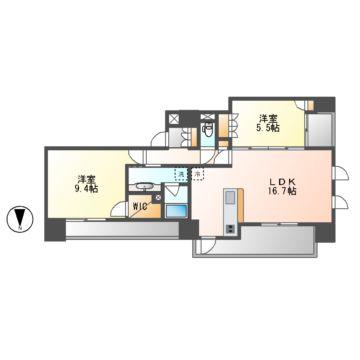 プライムメゾン御器所(2LDK/9階)の間取り写真