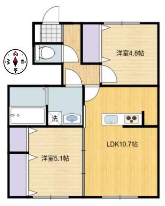 ネットハイツ(2LDK/1階)の間取り写真