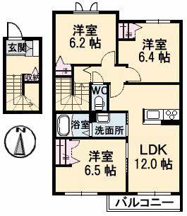 ぽてと C棟(3LDK/2階)の間取り写真