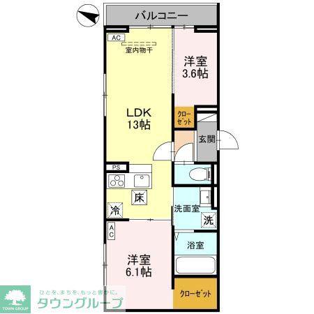 八潮南部西62街区PJ B(2LDK/1階)の間取り写真