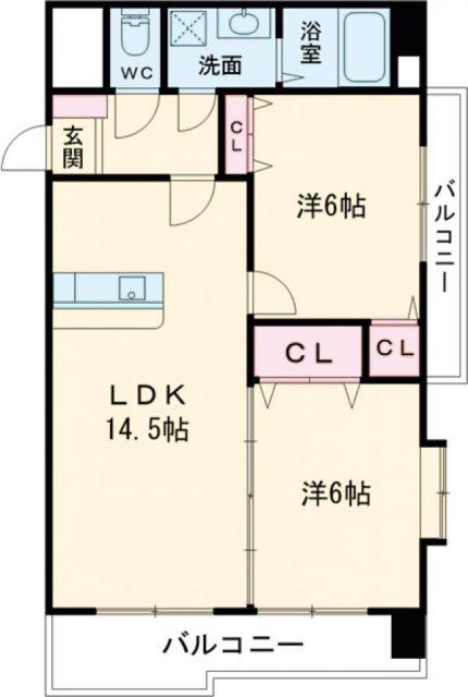 ETRANGE(2LDK/2階)の間取り写真