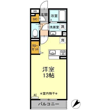 サンクフレール(ワンルーム/2階)の間取り写真