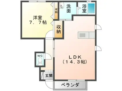 シャーメゾンBERRY(1LDK/1階)の間取り写真