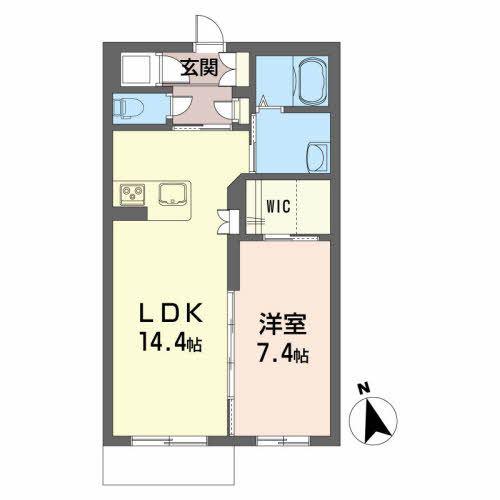 メゾンマスト盛南中央III(1LDK/1階)の間取り写真