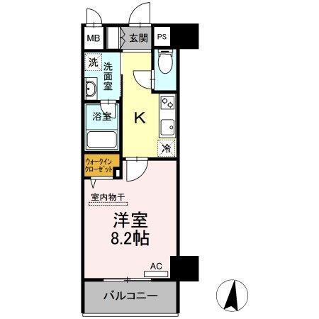 テゾーロ行橋(1K/4階)の間取り写真