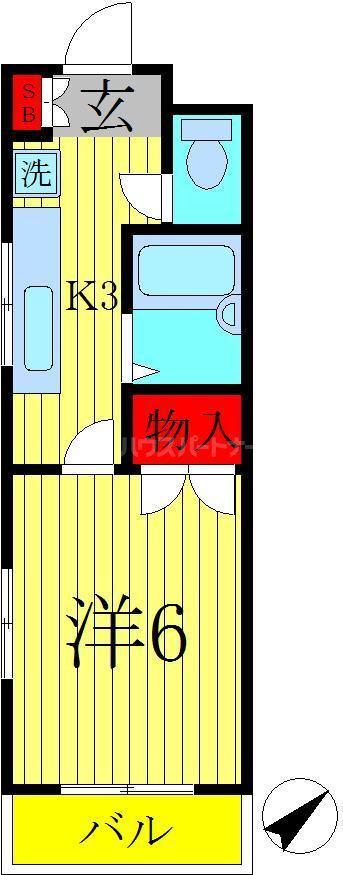 SKビル(1K/3階)の間取り写真