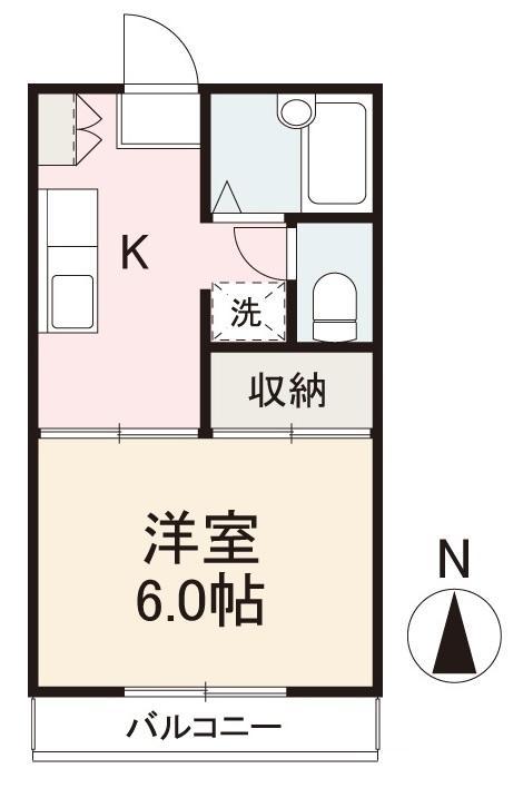 リーバハイツ伏石(1K/2階)の間取り写真