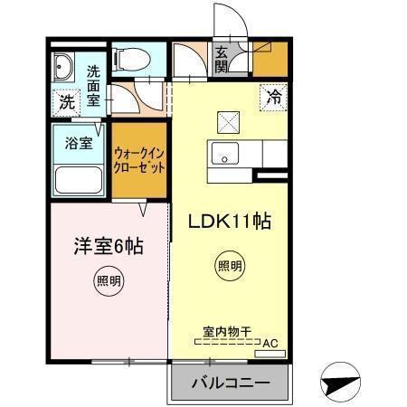 ル・クプル太田(1LDK/1階)の間取り写真
