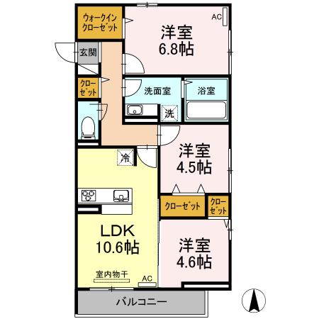 GTR手城(3LDK/2階)の間取り写真