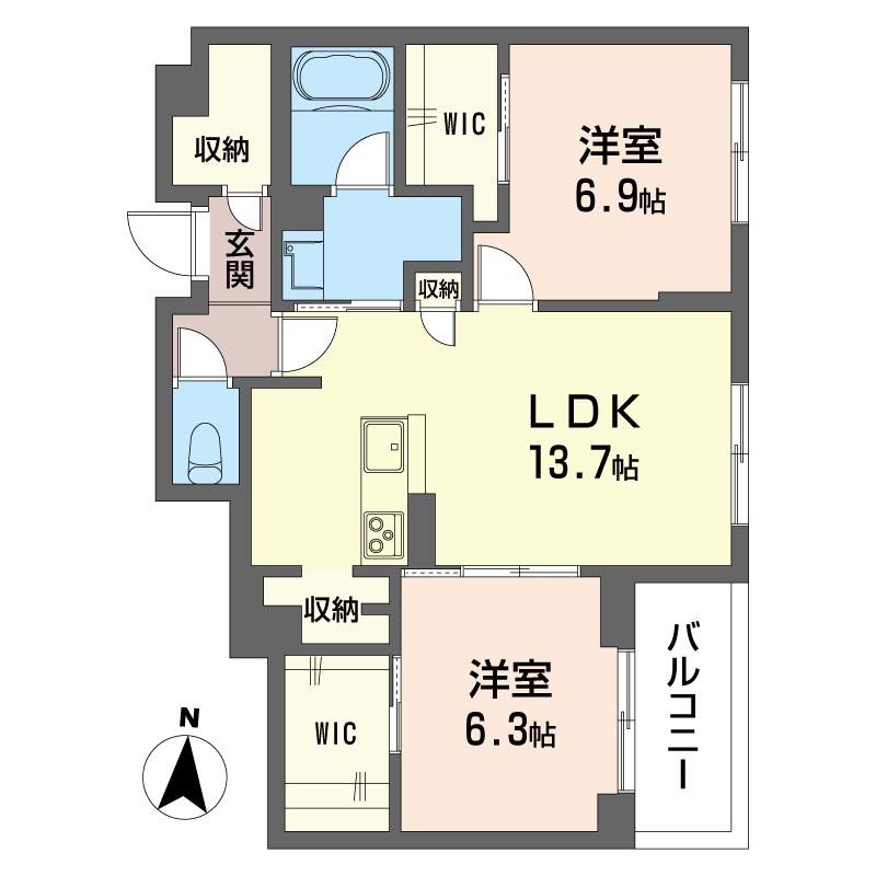 ヴァンガードII(2LDK/3階)の間取り写真