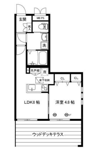 ウィステリアガーデンアネックス(1LDK/1階)の間取り写真