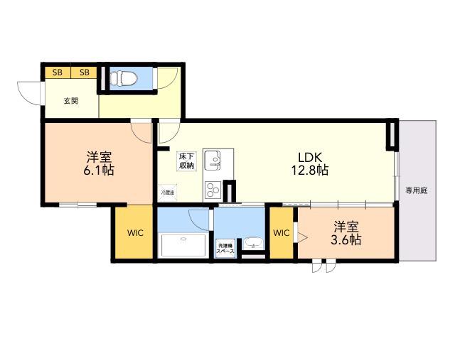 D-ROOM樋井川4丁目(2LDK/1階)の間取り写真