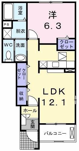 メゾン・エフォール(1LDK/1階)の間取り写真