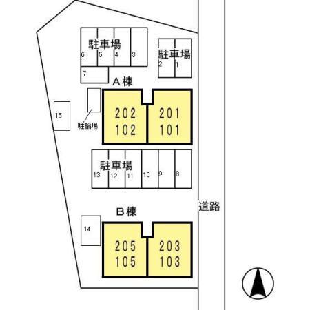 グロワール長行B棟(2LDK/1階)の間取り写真
