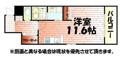 プレジール(ワンルーム/6階)の間取り写真