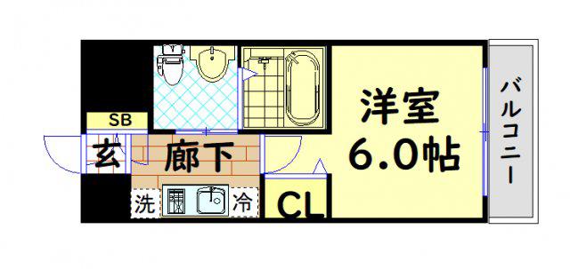 エグゼ大阪ドーム(1K/5階)の間取り写真