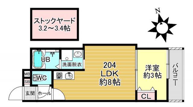 BKB仙石屋敷(1LDK/3階)の間取り写真