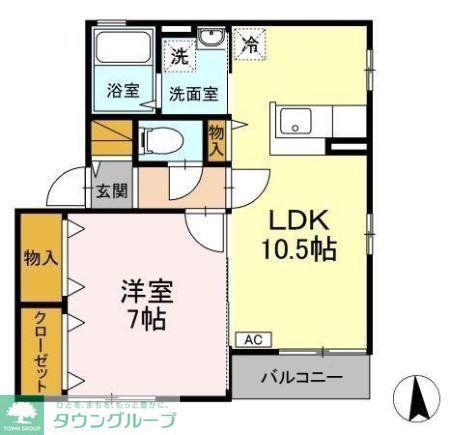 ジュネセゾン(1LDK/2階)の間取り写真
