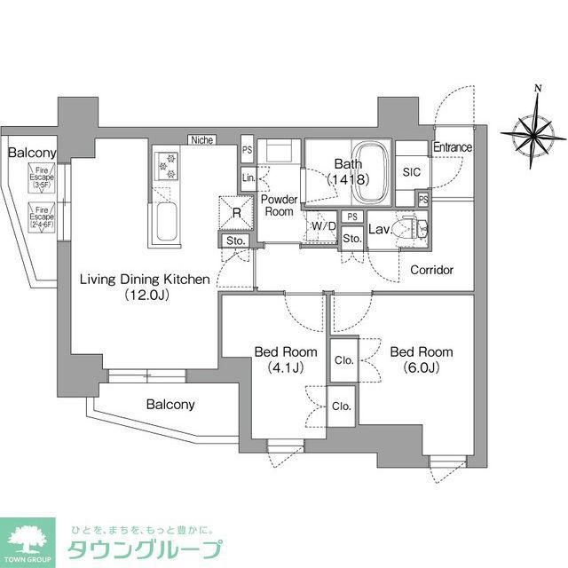 プラネソシエプラス旗の台(2LDK/2階)の間取り写真