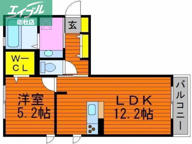 ベイ ブランシェ D棟(1LDK/2階)の間取り写真