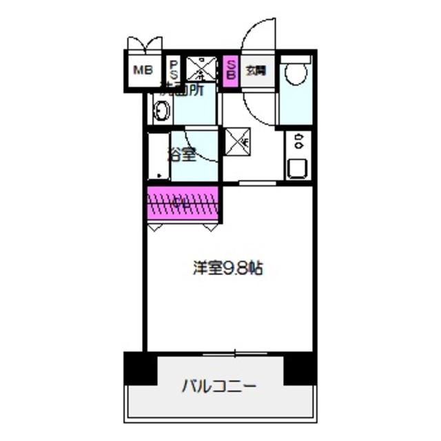 フェリーチェ城北公園(1K/2階)の間取り写真