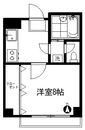KMビル(1K/2階)の間取り写真