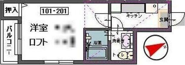 CLAUDIA 愛宕橋(1K/1階)の間取り写真