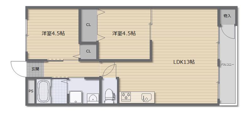 森田マンション(2LDK/1階)の間取り写真