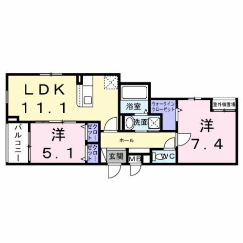 中本5丁目アパート(2LDK/3階)の間取り写真