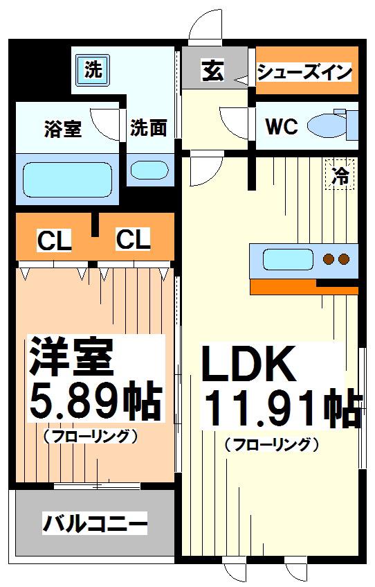 メルベイユ浜田山(1LDK/3階)の間取り写真