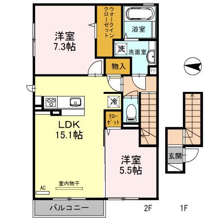 ラークヒルズ(2LDK/1階)の間取り写真